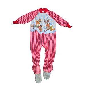 Vintage Montgomery Ward Christmas Striped Footed Pajamas size 3
